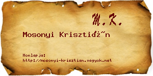 Mosonyi Krisztián névjegykártya